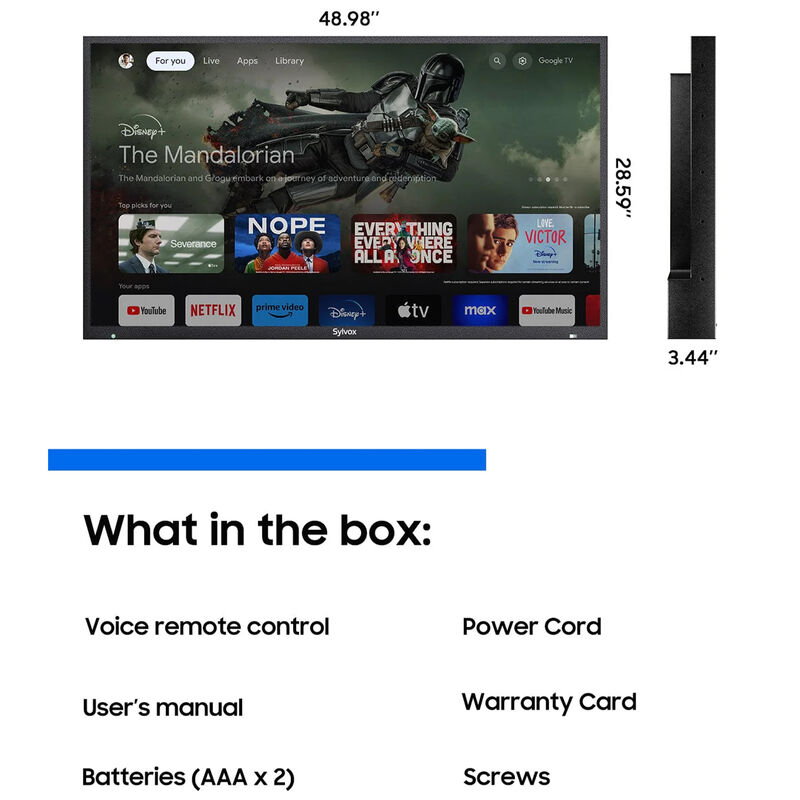 Sylvox - Pool Pro 3.0 55" Class Full Sun 4K UHD LED Smart Google Outdoor TV, , hires