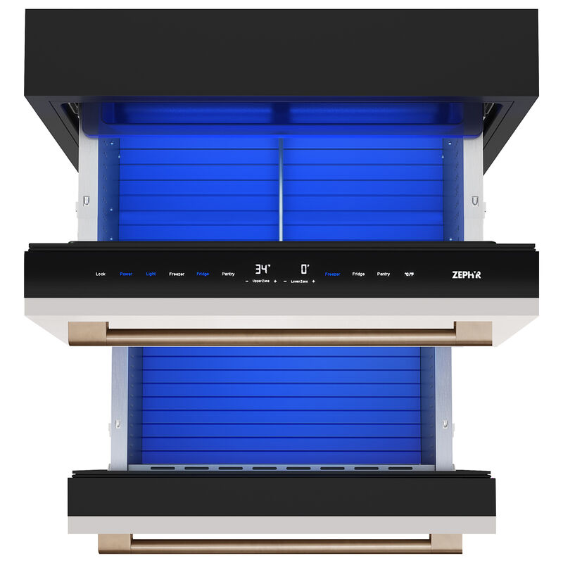 Zephyr Presrv Series 24 in. 3.9 cu. ft. Double Refrigerator & Freezer Drawers - Custom Panel Ready, , hires