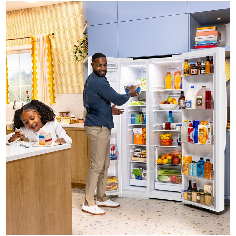 GE 36 in. 23.6 cu. ft. Counter Depth Side-by-Side Refrigerator with Ice & Water Dispenser - White, , hires