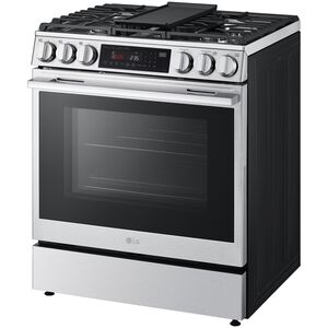 LG 30 in. 6.3 cu. ft. Smart Air Fry True European Convection Slide-In Gas Range with 5 Sealed Burners & Griddle - PrintProof Stainless Steel, , hires