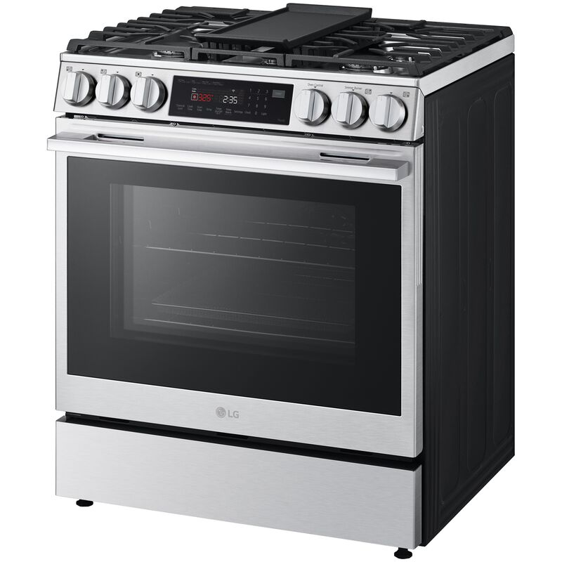 LG 30 in. 6.3 cu. ft. Smart Air Fry True European Convection Slide-In Gas Range with 5 Sealed Burners & Griddle - PrintProof Stainless Steel, , hires