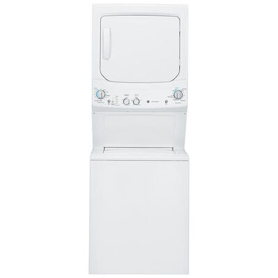 GE 27 in. Laundry Center with 3.9 cu. ft. Washer with 12 Wash Programs & 5.9 cu. ft. Electric Dryer with 4 Dryer Programs & Wrinkle Care - White | GUD27EESNWW