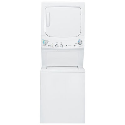 GE 27 in. Laundry Center with 3.9 cu. ft. Washer with 12 Wash Programs & 5.9 cu. ft. Electric Dryer with 4 Dryer Programs & Wrinkle Care - White | GUD27EESNWW