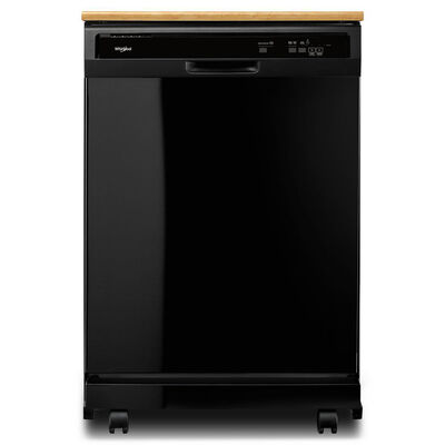 Whirlpool 24 in. Front Control Portable Dishwasher with 64 dBa Sound Level & Pocket - Black | WDP370PAHB