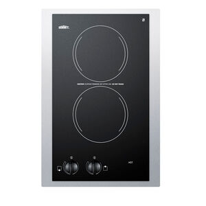 Summit 15 in. 2-Burner Electric Cooktop with Knob Controls - Black, , hires
