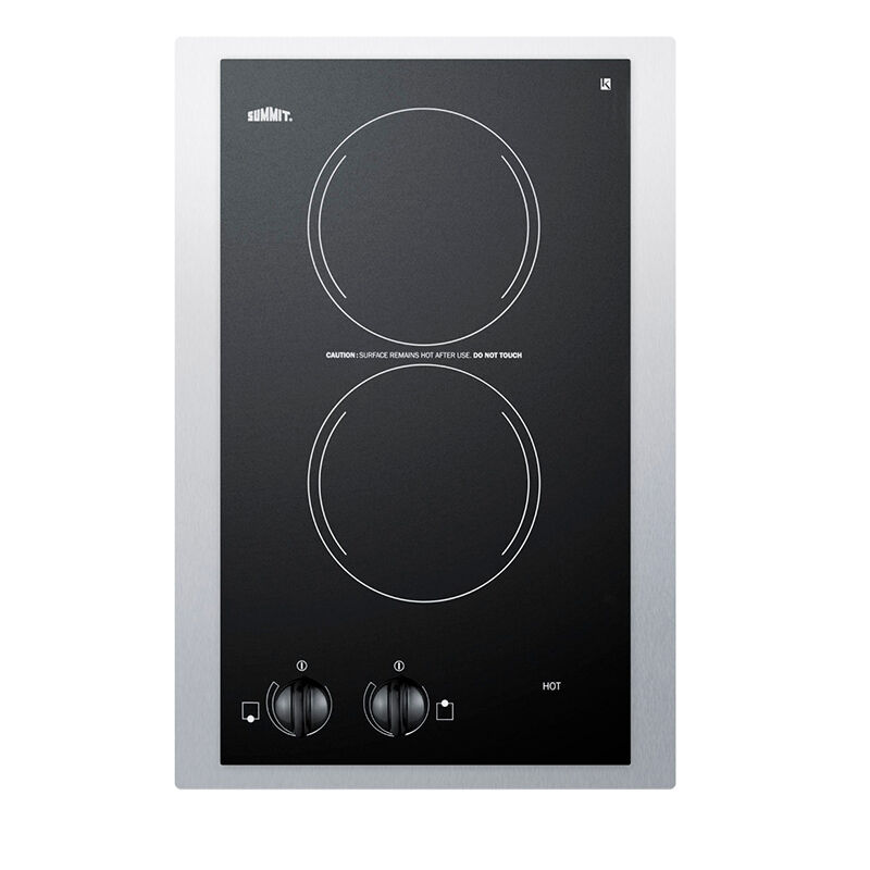 Summit 15 in. 2-Burner Electric Cooktop with Knob Controls - Black