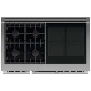 Fisher & Paykel Series 11 Professional 48 in. 6.9 cu. ft. Smart Convection Double Oven Freestanding Dual Fuel Range with 4 Sealed Burners & 4 Induction Zones - Stainless Steel, , hires