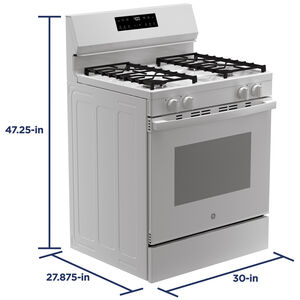 GE 400 Series 30 in. 5.3 cu. ft. Smart Oven Freestanding Natural Gas Range with 4 Sealed Burners - White, , hires