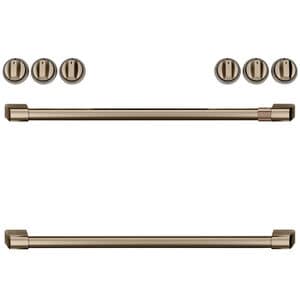 Cafe Knob Set and Handle Kit for Ranges - Brushed Bronze, , hires