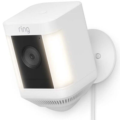 Ring - Spotlight Cam Plus Outdoor/Indoor 1080p Plug-In Surveillance Camera - White | B09J1TB7TB