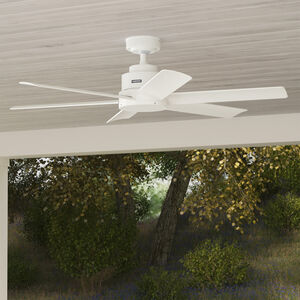Hunter 52 in. Kennicott Damp Rated Ceiling Fan & Wall Control - Fresh White, , hires