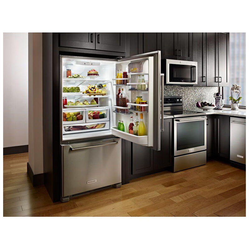 KitchenAid 30 in. 19.0 cu. ft. Bottom Freezer Refrigerator Right Hinged - Stainless Steel, , hires