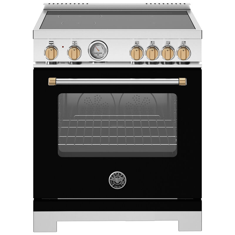 Bertazzoni Master Series 30 in. 4.7 cu. ft. Dual Convection Electric Range with 4 Induction Burners - Matte Black, , hires