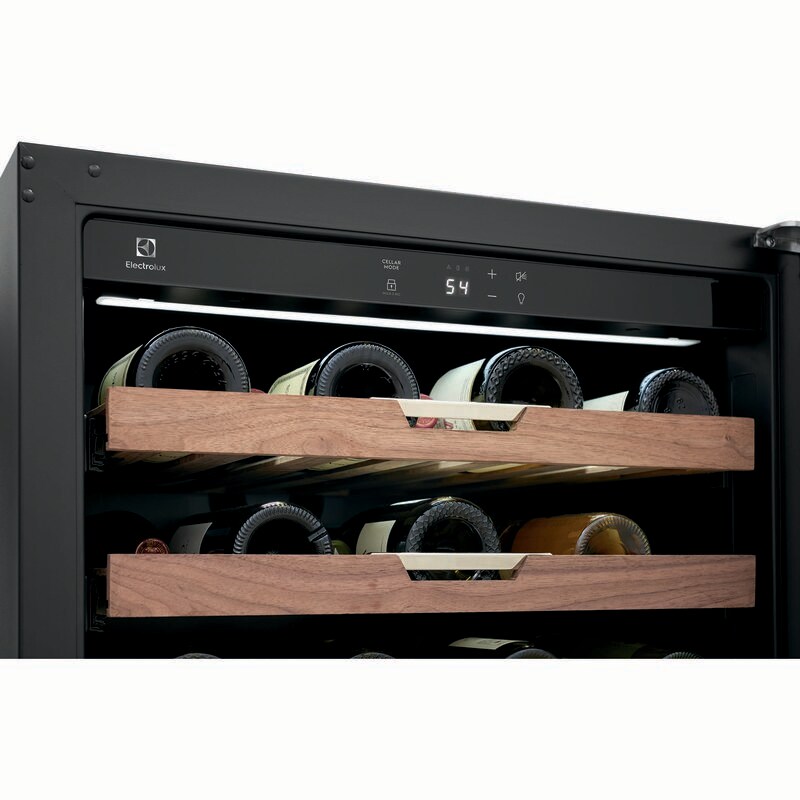 Electrolux 24 in. Freestanding Wine Cooler with Wood Racks, Single Temperature Zone & 41 Bottle Capacity - Stainless Steel, , hires