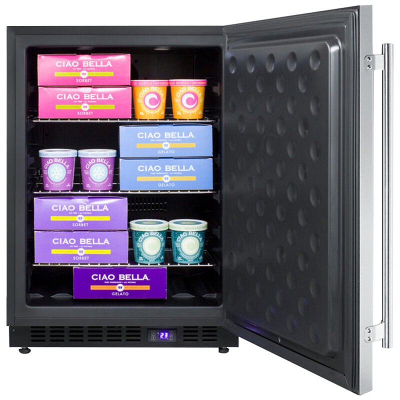 Summit 24 in. 4.6 cu. ft. Built-in Frost Free Compact Upright Freezer with Adjustable Shelves - Stainless Steel, , hires