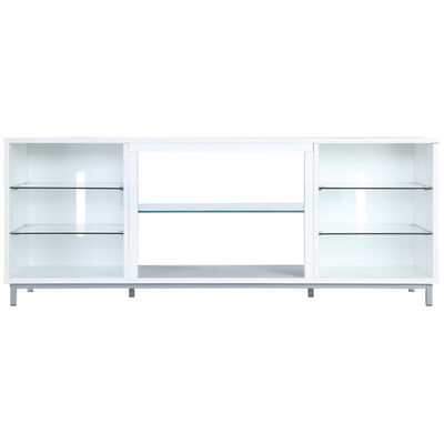 Manhattan Comfort Brighton 60" TV Stand with Glass Shelves & Media Wire Management - White | TVFP4-WH