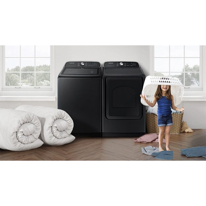 Samsung 27 in. 7.4 cu. ft. Smart Electric Dryer with Sensor Dry, Sanitize & Steam Cycle - Brushed Black, Brushed Black, hires