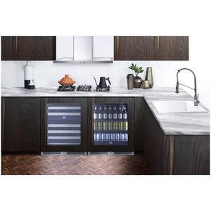 Summit 24 in. Undercounter Right-Hinged Wine Cooler with Metal Racks, Dual Temperature Zones & 48 Bottle Capacity - Custom Panel Ready, , hires