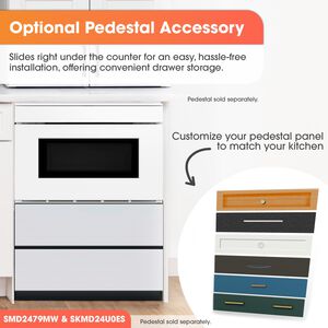 Sharp 24 in. 1.2 cu. ft. 950W Smart Drawer Microwave with Sensor Cooking - White, , hires