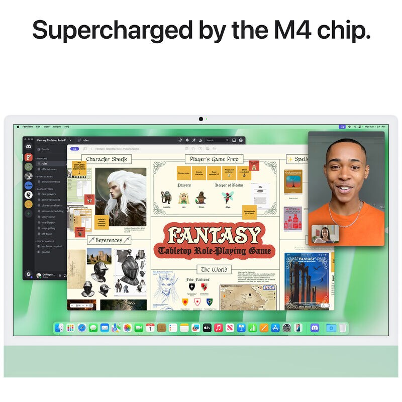 Apple iMac with 24-inch 4.5K Retina Display, M4 8-Core Chip, 16GB RAM, 256GB Storage, 8-Core GPU, 2 USB Ports, Green, , hires