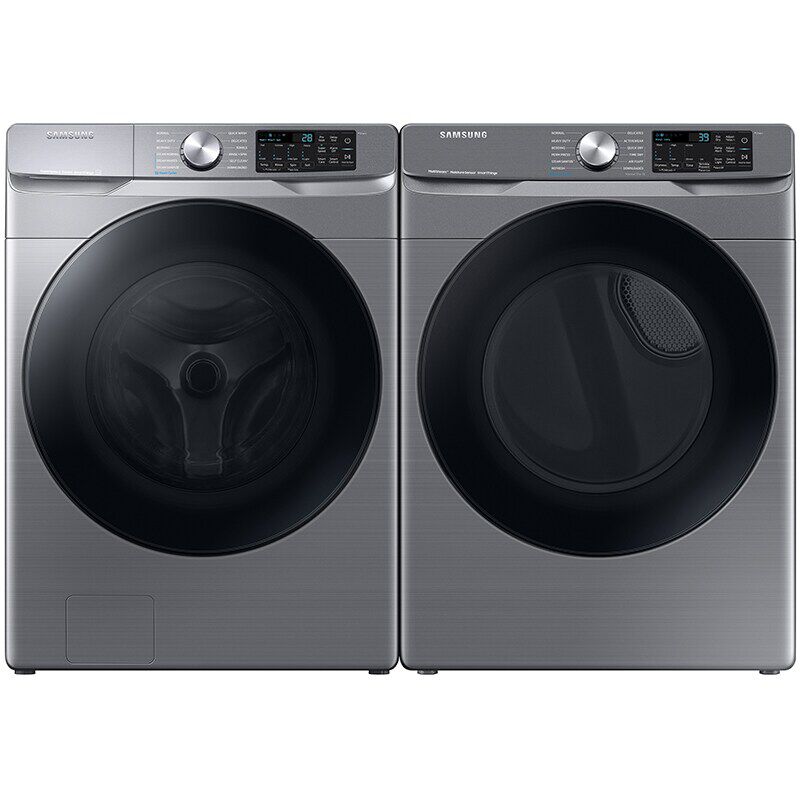 Samsung 27 in. 7.5 cu. ft. Smart Stackable Gas Dryer with Sanitize+, Steam Cycle & Sensor Dry - Platinum, Platinum, hires