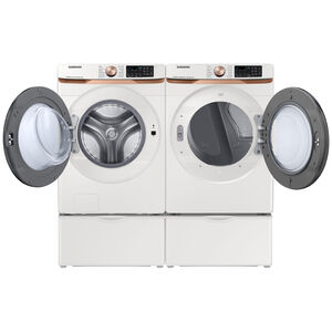 Samsung 27 in. 7.5 cu. ft. Smart Stackable Electric Dryer with AI Smart Dial, Sanitize+, Steam Cycle & Sensor Dry - Ivory, Ivory, hires
