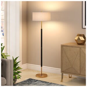 Hudson & Canal Simone Floor Lamp - Matte Black and Brass, , hires