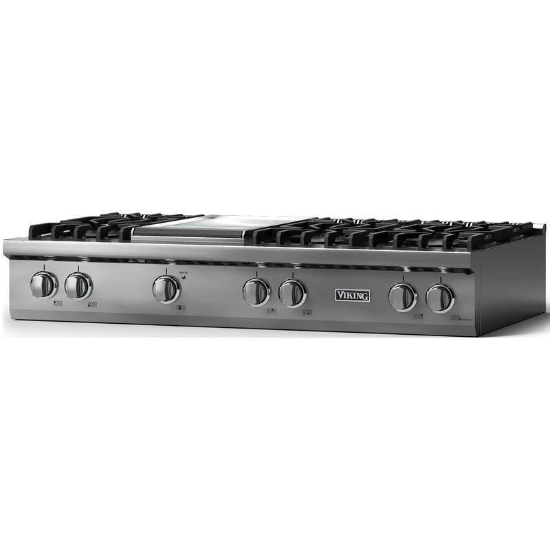 Viking 5 Series 48 in. 6-Burner LP Gas Rangetop with Griddle, Simmer Burner & Power Burner - Stainless Steel, , hires