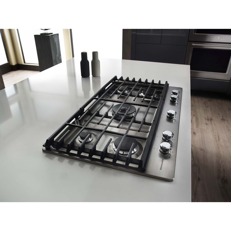 KitchenAid 30 in. 5-Burner Natural Gas Cooktop with Simmer Burner & Power Burner - Stainless Steel, , hires