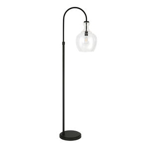 Hudson & Canal Verona Blackened Bronze Arc Floor Lamp with Clear Glass Shade, , hires