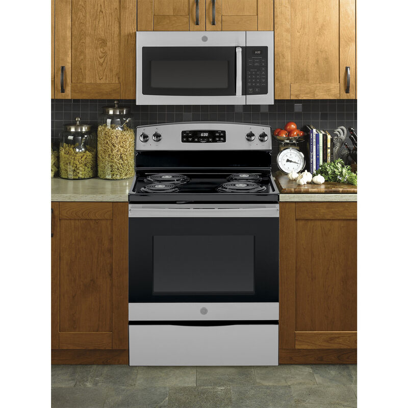 GE 30" 1.6 Cu. Ft. Over-the-Range Microwave with 10 Power Levels & 300 CFM - Stainless Steel, Stainless Steel, hires