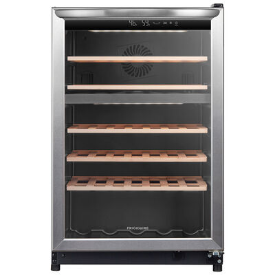 Frigidaire 22 in. Freestanding Wine Cooler with Wood Racks, Dual Temperature Zones & 45-Bottle Capacity - Stainless Steel | FRWE4626AS