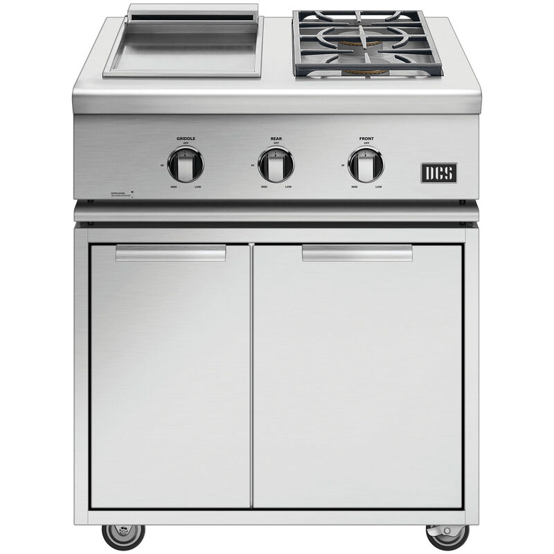 DCS 30 in. Liquid Propane Griddle & Double Side Burner - Stainless Steel, , hires