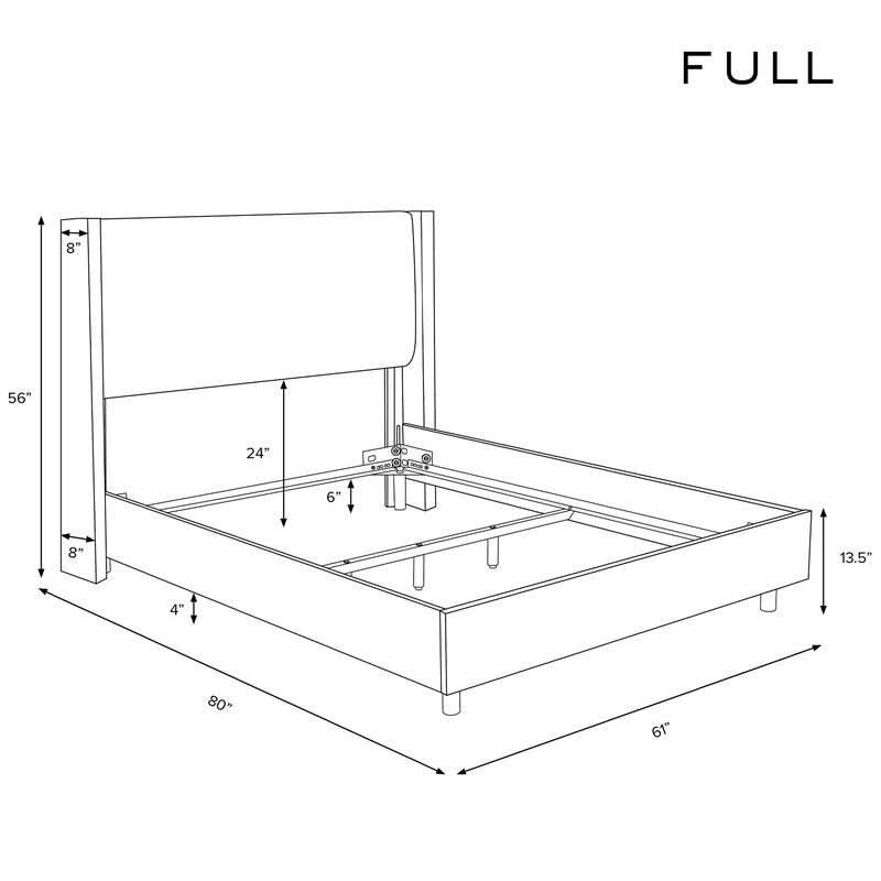 Skyline Furniture Linen Fabric Upholstered Full Size Wingback Bed - Linen, , hires