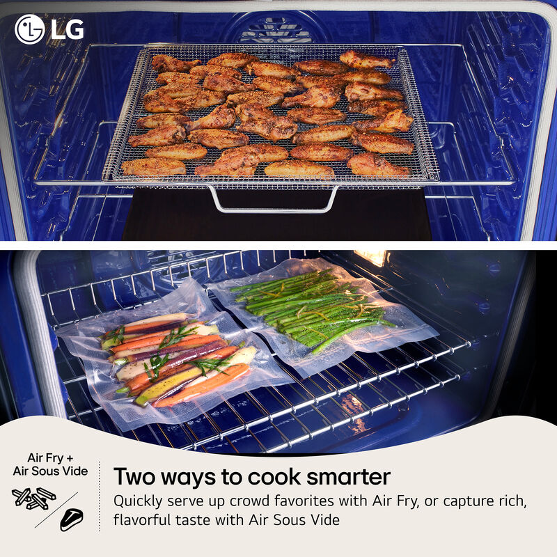 LG InstaView 30 in. 6.3 cu. ft. Smart Air-Fry True European Convection Slide-In Electric Range with 4 Induction Burners & 1 Radiant Burner - PrintProof Stainless Steel, , hires