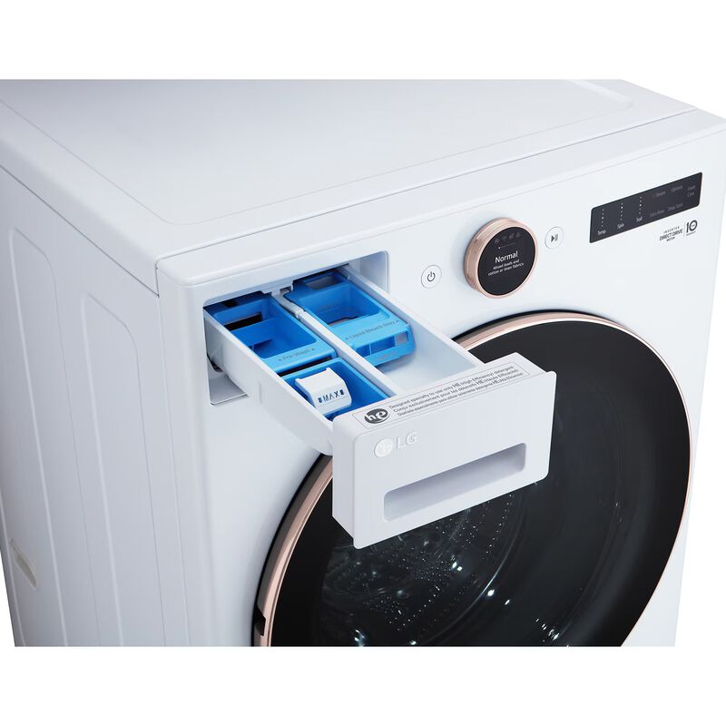 LG 27 in. 5.0 cu. ft. Smart Stackable Front Load Washer with AI DD Built-In Intelligence, TurboWash 360 Technology, Allergiene, Sanitize & Steam Wash Cycle - White, White, hires