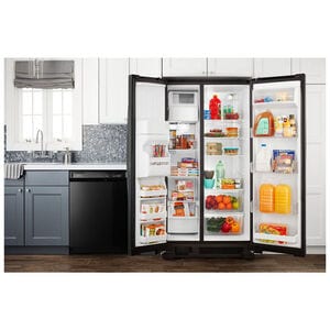 Amana 36 in. 24.6 cu. ft. Side by Side Refrigerator with Ice & Water Dispenser - Black, Black, hires
