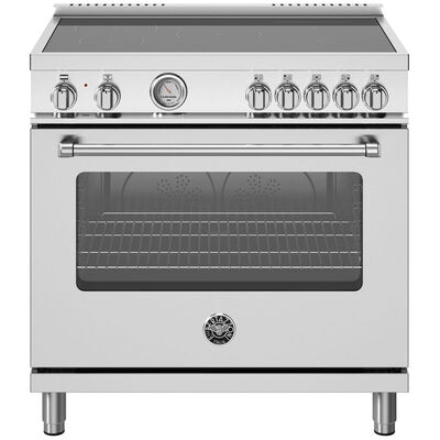 Bertazzoni Master Series 36 in. 5.9 cu. ft. Convection Oven Freestanding Electric Range with 5 Induction Zones - Stainless Steel | MAS365INMXV