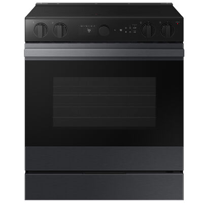 Samsung Bespoke 30 in. 6.3 cu. ft. Smart Air Fry Convection Oven Slide-In Electric Range with 5 Smoothtop Burners - Matte Black Steel | NSE6DG8500MT