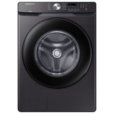 Samsung 27 in. 4.5 cu. ft. Stackable Front Load Washer with Sanitize Cycle & Vibration Reduction Technology - Brushed Black | WF45T6000AV
