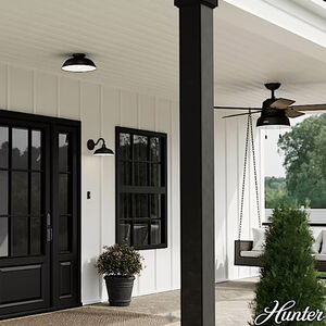 Hunter Mill Valley Rustic Modern Metal Dome Medium Flush Mount Outdoor Light - Matte Black, , hires