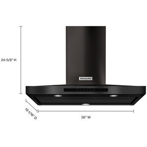 KitchenAid 36" Canopy Pro Style Range Hood with 3 Speed Settings, 585 CFM, Convertible Venting & 2 LED Lights - Black Stainless Steel, , hires