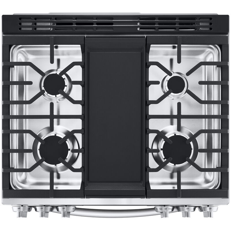 LG InstaView 30 in. 6.3 cu. ft. Smart Air Fry True European Convection Slide-In Gas Range with 5 Sealed Burners & Griddle - Stainless Steel, Stainless Steel, hires