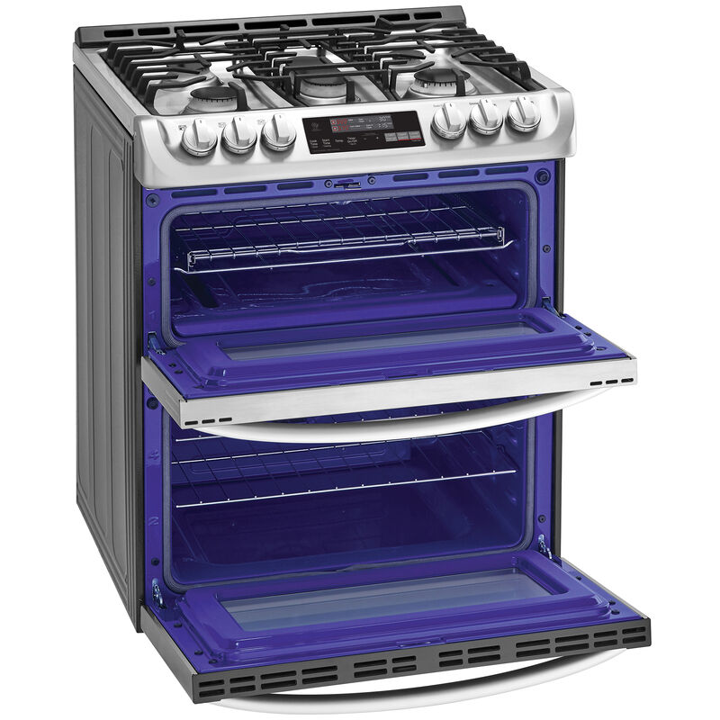 LG 30inch Slide-In Gas Range with 5 Sealed Burners, Griddle & 6.9 Cu. Ft.  Double Oven - Stainless Steel