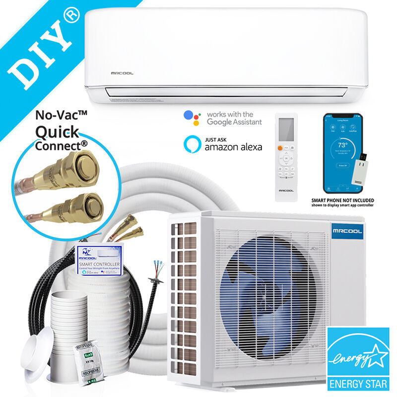 MRCOOL 4th Gen DIY 18,000 BTU 230V Single-Zone Smart Energy-Star Ductless Mini-Split Air Conditioner with Heat & 25 ft. Install Kit for up to 750 Sq. Ft., , hires