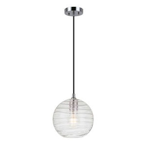 Hudson & Canal Wayve 8 in. Pendant with Rippled Clear Glass - Polished Nickel, , hires