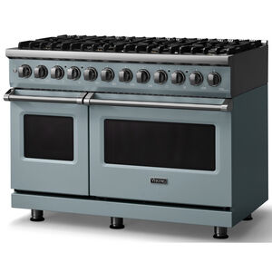 Viking 5 Series 48 in. 7.3 cu. ft. True European Convection Double Oven Dual Fuel Range with 8 Sealed Burners - November Sky, , hires