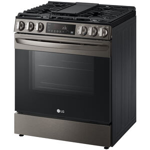 LG 30 in. 5.8 cu. ft. Smart Air Fry Convection Oven Slide-In Gas Range with 5 Sealed Burners - PrintProof Black Stainless Steel, PrintProof Black Stainless Steel, hires