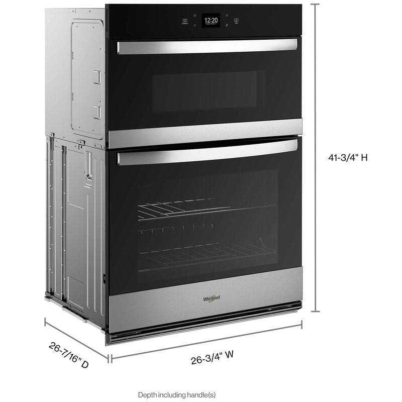 Whirlpool 27 in. 5.7 cu. ft. Smart Electric Microwave/Wall Oven Combo with Standard Convection & Sensor Cooking - Fingerprint Resistant Stainless, , hires