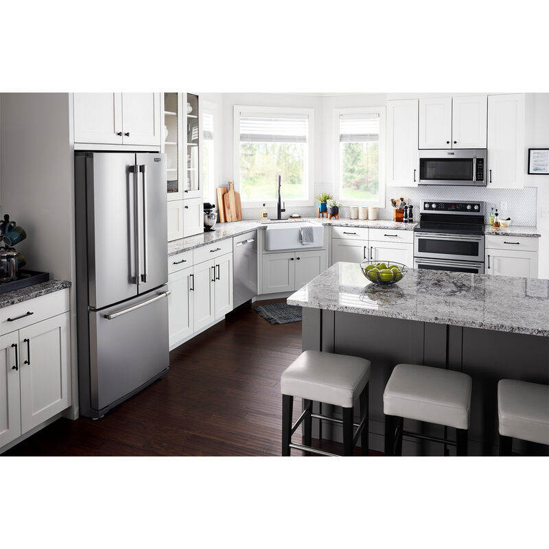 Maytag 30 in. 6.7 cu. ft. True European Convection Double Oven Electric Range with Radiant Burners - Fingerprint Resistant Stainless, , hires